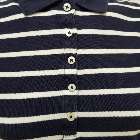 Merona top Small Ultimate Polo Breton striped nautical short sleeve side split - Picture 7 of 10